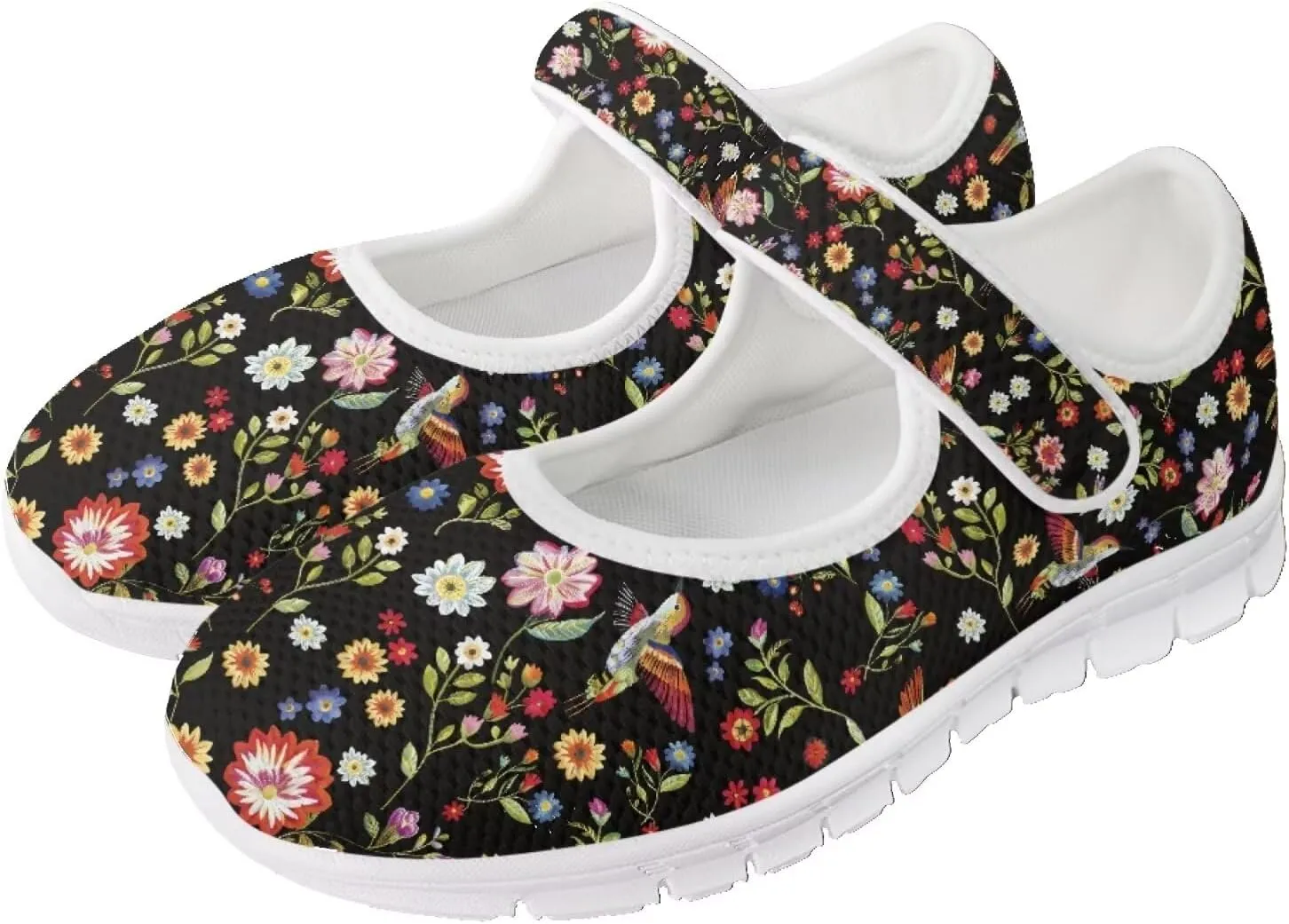 JoyLamoria Women’s Breathable Walking Shoes Trainer Sport Sneakers Adjustable Flats,Tropical Sloth Palm Leaves Print