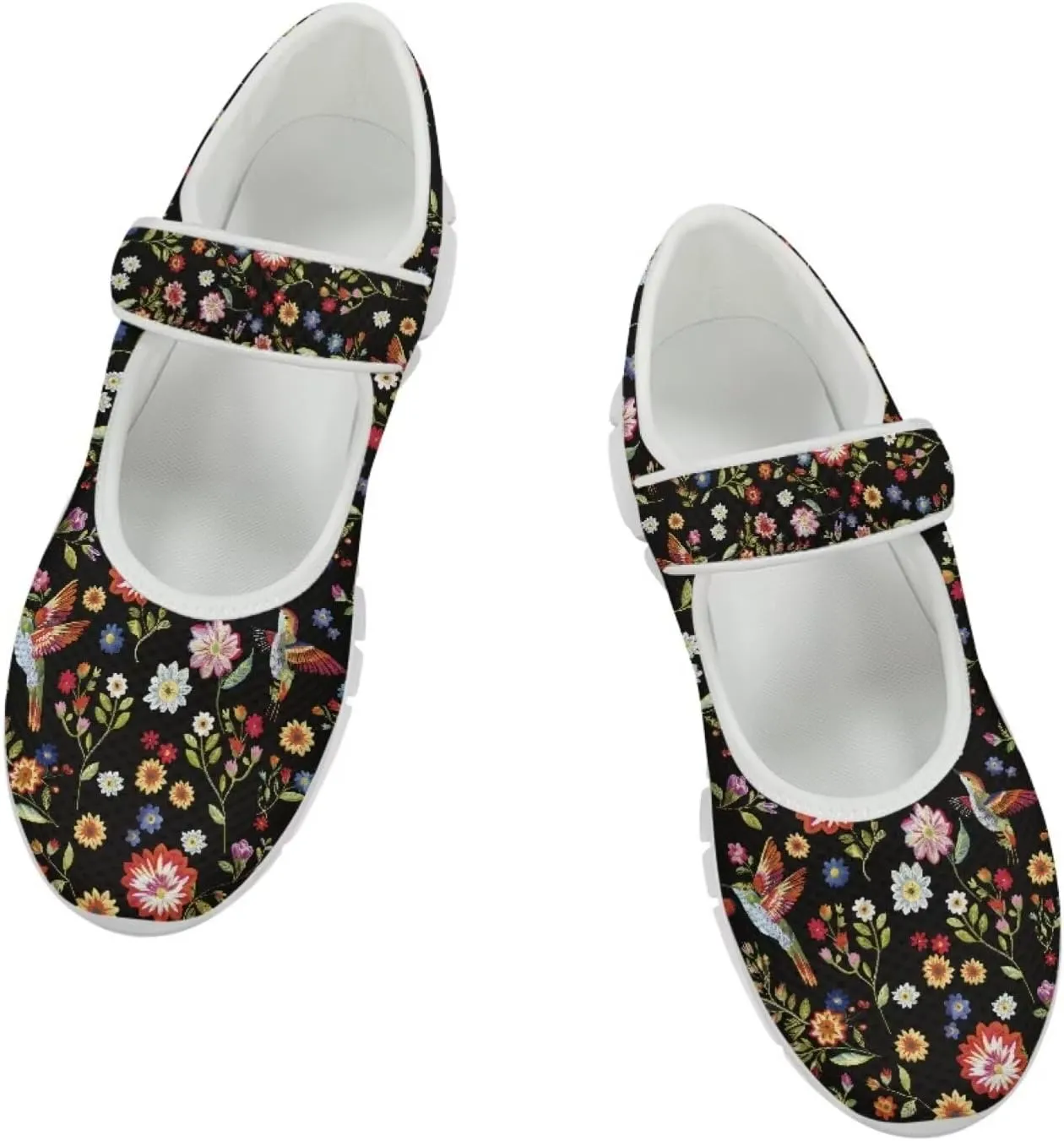 JoyLamoria Women’s Breathable Walking Shoes Trainer Sport Sneakers Adjustable Flats,Tropical Sloth Palm Leaves Print