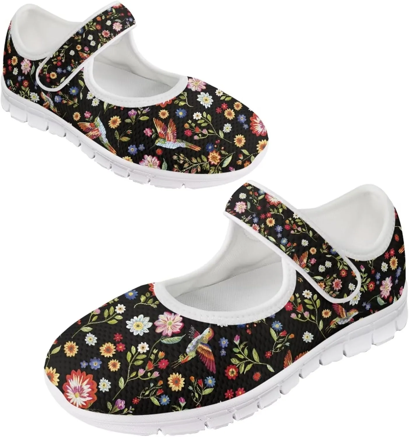 JoyLamoria Women’s Breathable Walking Shoes Trainer Sport Sneakers Adjustable Flats,Tropical Sloth Palm Leaves Print