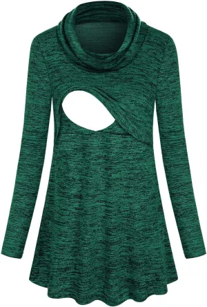 Joymom Maternity Warm Cowl Neck Nursing Sweatshirt Breastfeeding Tunic Tops