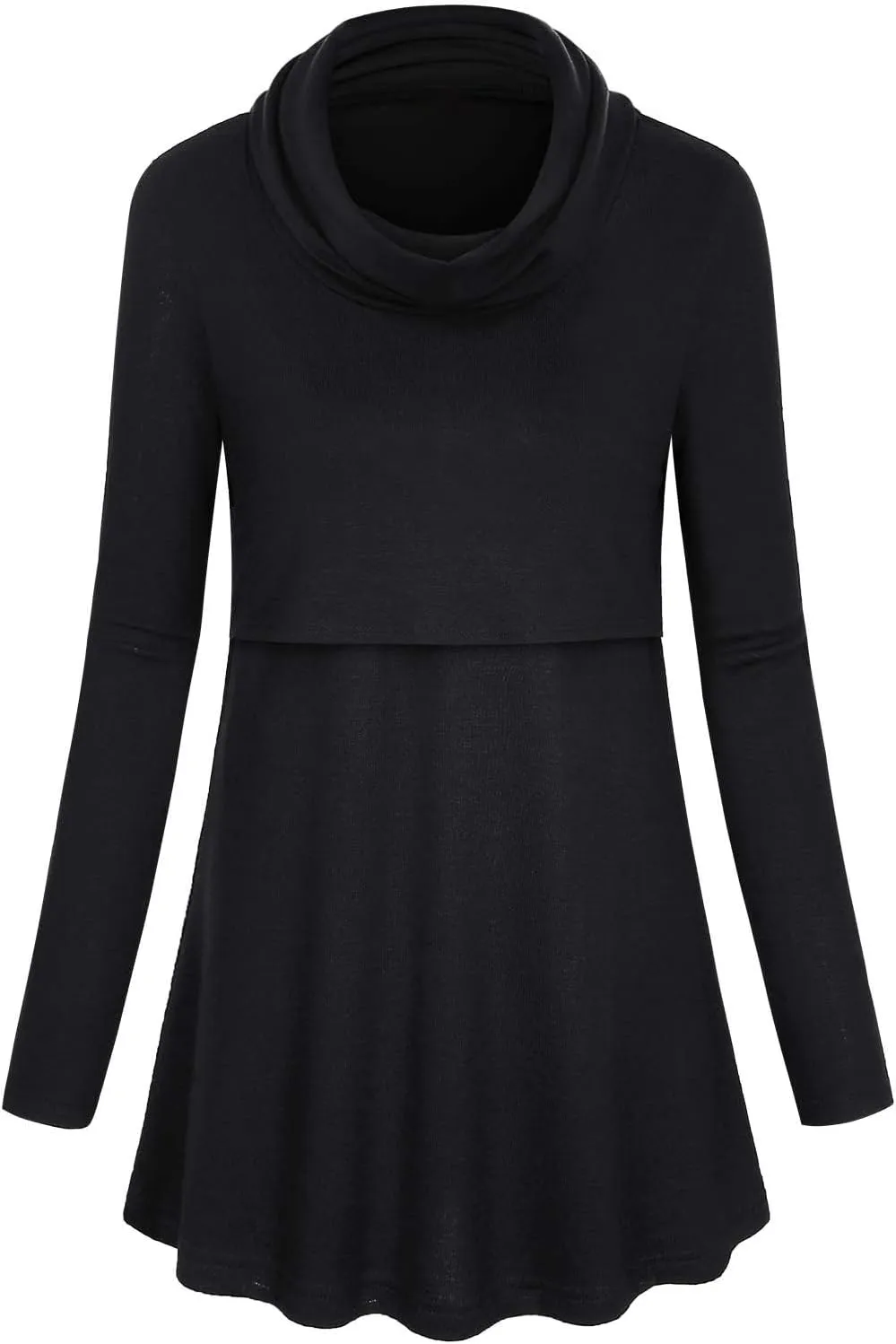 Joymom Maternity Warm Cowl Neck Nursing Sweatshirt Breastfeeding Tunic Tops