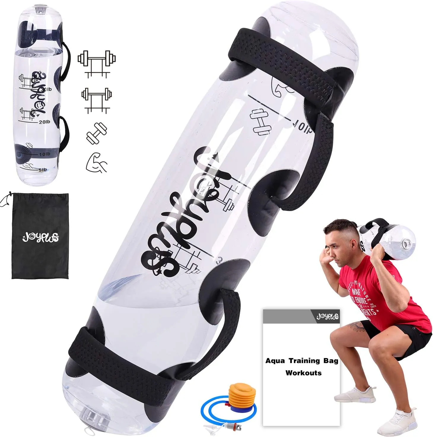 JOYPLUS Aqua Bag Workout, Adjustable Training Bag and Power Bag with Water, Core and Balance Trainer, Portable Stability Fitness &Full Body Exercise Equipment for Weight