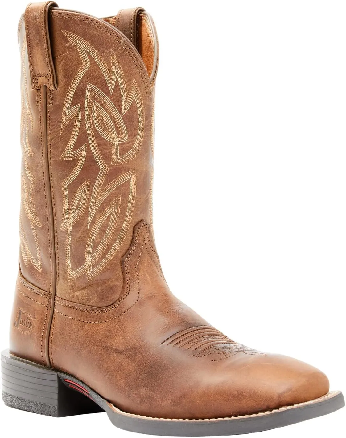 Justin Men's Dusky Canter Cowhide Leather Western Boot Broad Square Toe Brown 7 D(M) US