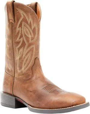 Justin Men's Dusky Canter Cowhide Leather Western Boot Broad Square Toe Brown 7 D(M) US