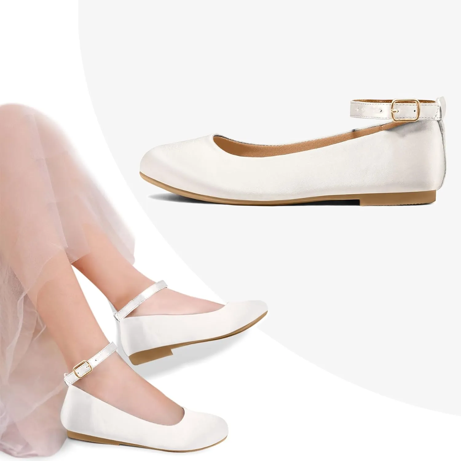K KomForme Girl's Ballerina Flat Ankle Strap Dress Ballet Flat Shoes（Toddler/Little Kid/Big Kid）