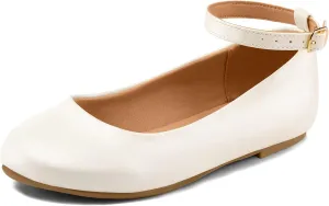 K KomForme Girl's Ballerina Flat Ankle Strap Dress Ballet Flat Shoes（Toddler/Little Kid/Big Kid）