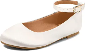 K KomForme Girl's Ballerina Flat Ankle Strap Dress Ballet Flat Shoes（Toddler/Little Kid/Big Kid）