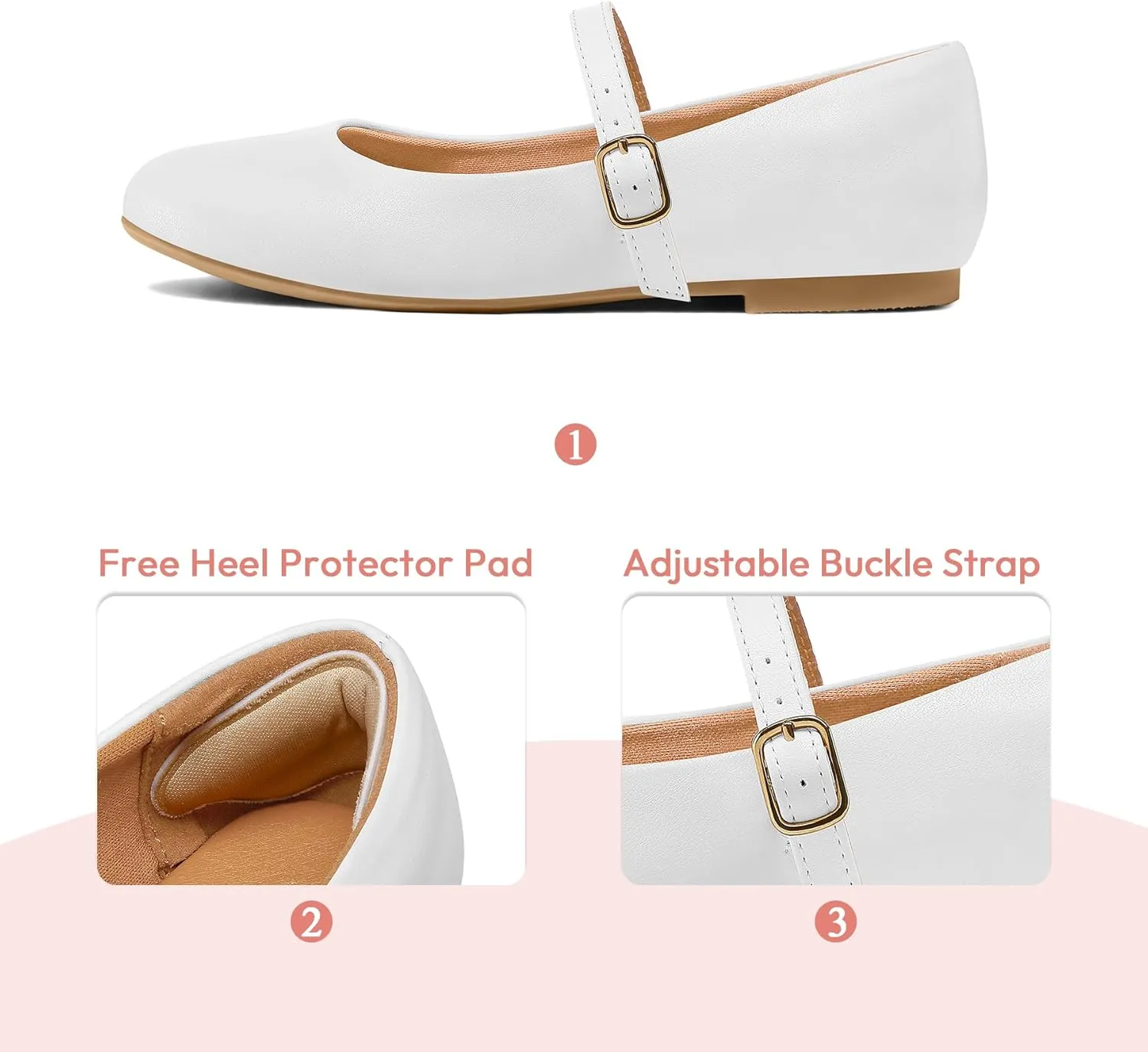 K KomForme Girl's Ballerina Flat Ankle Strap Dress Ballet Flat Shoes（Toddler/Little Kid/Big Kid）