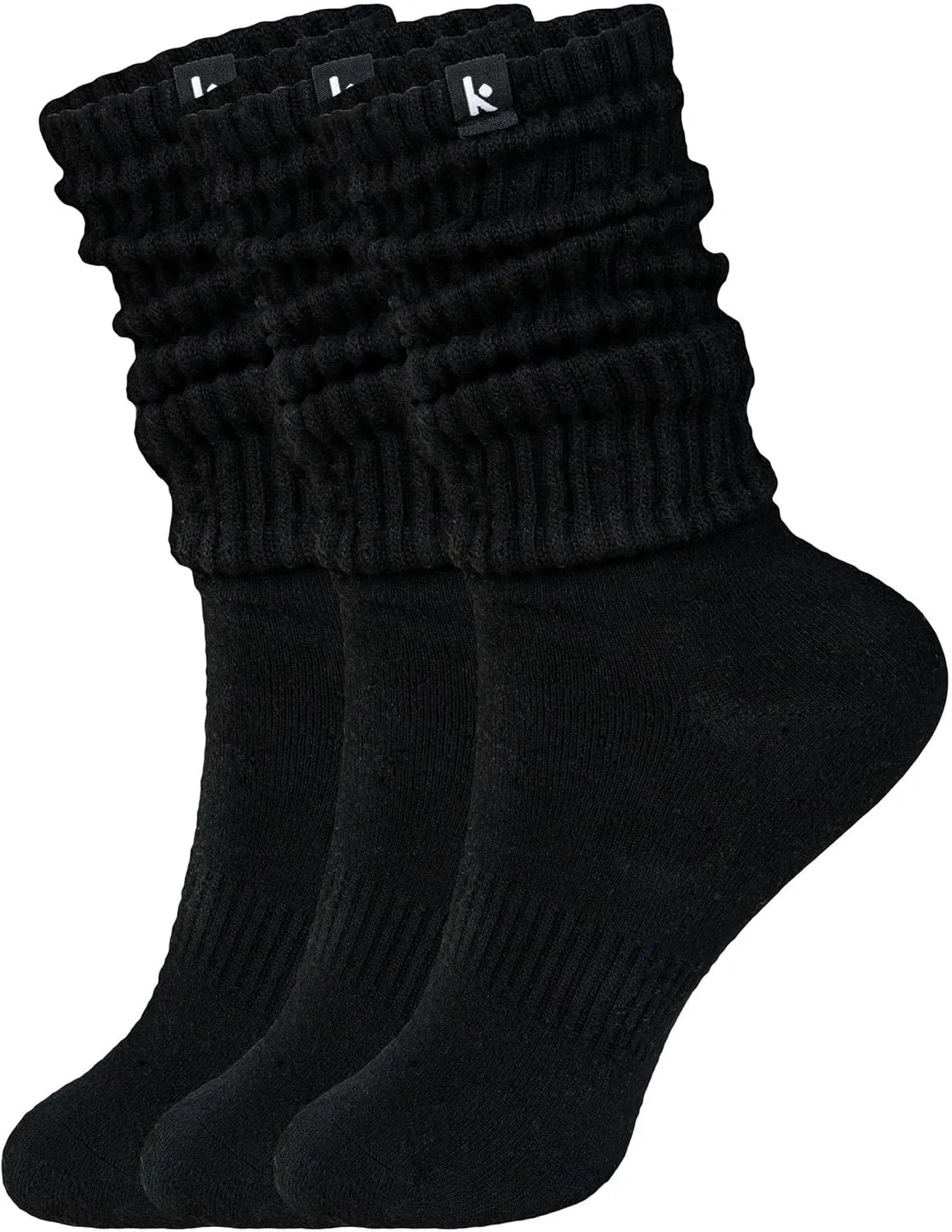 Kamo Fitness Cozy 3-Pair Pack - Scrunch Long Crew Socks for Women, Soft & Breathable Boot and Slouch Socks, Size 5-9