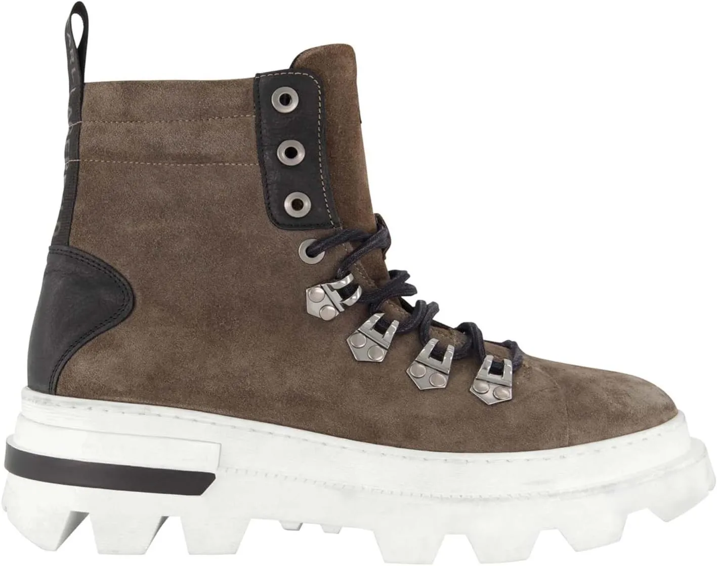 KARL LAGERFELD Men's Side Zip Suede Hiking Boot Combat