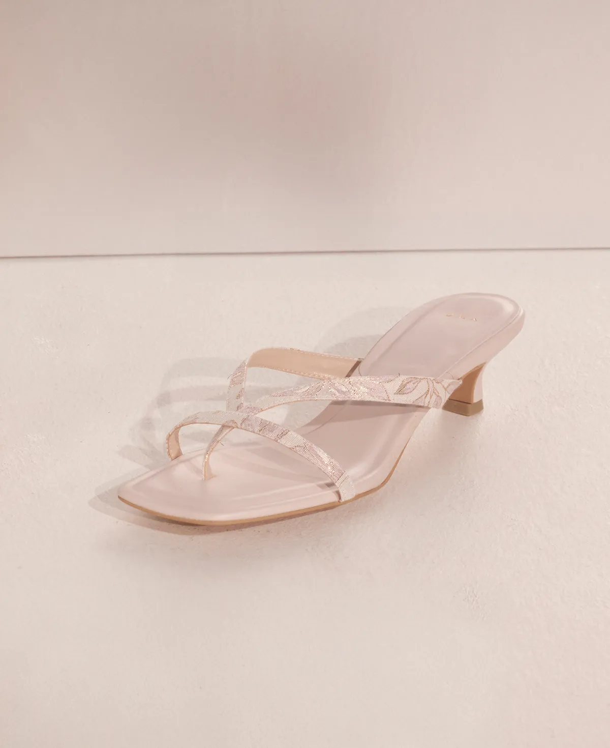 Kayla Thong Heel Sandals - Floral Pink