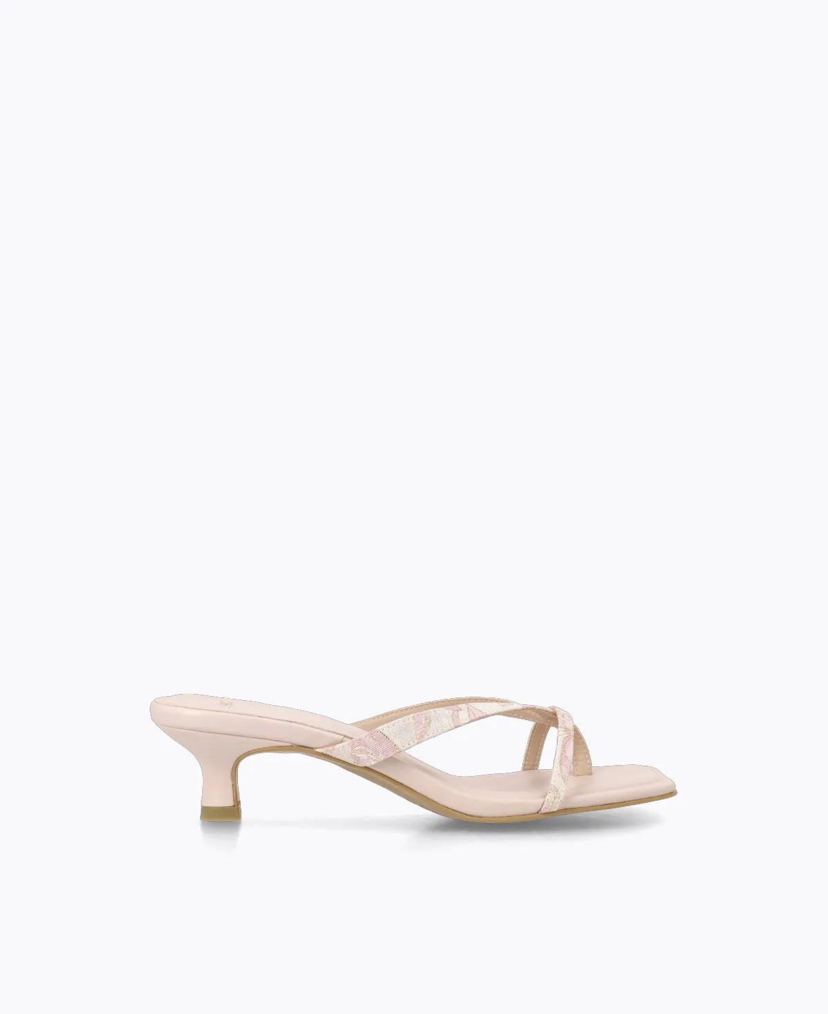 Kayla Thong Heel Sandals - Floral Pink
