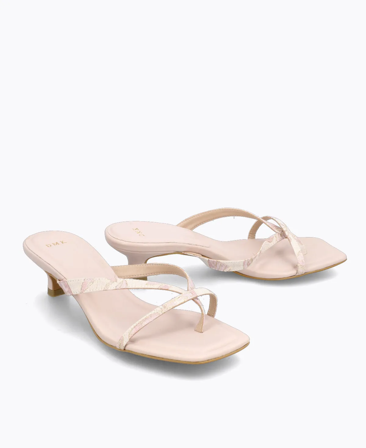 Kayla Thong Heel Sandals - Floral Pink