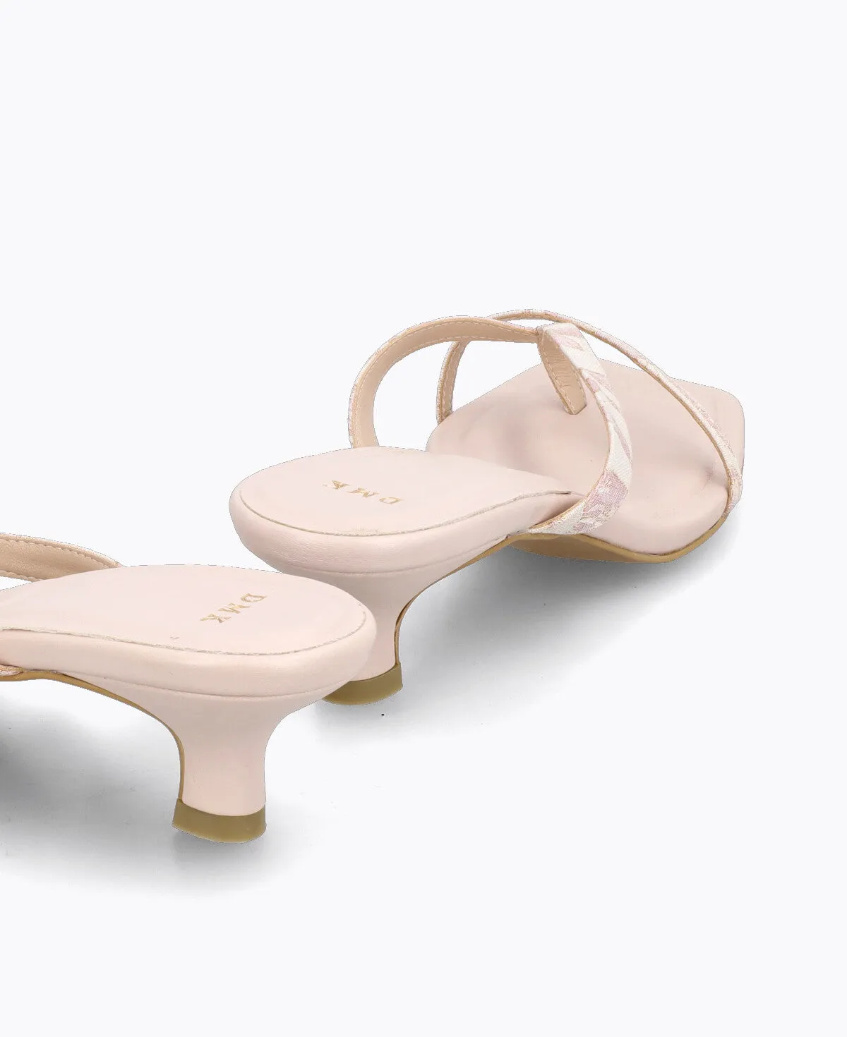 Kayla Thong Heel Sandals - Floral Pink