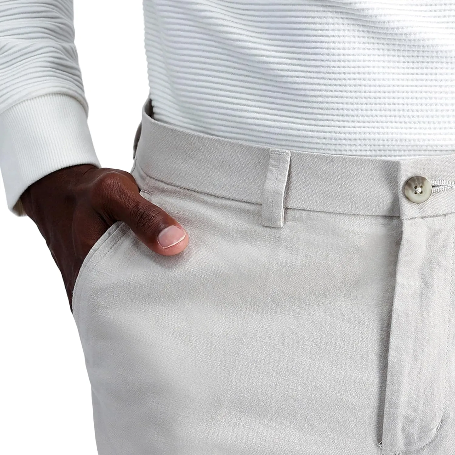Kenneth Cole Men's Slim Fit Casual Linen Chino Pant