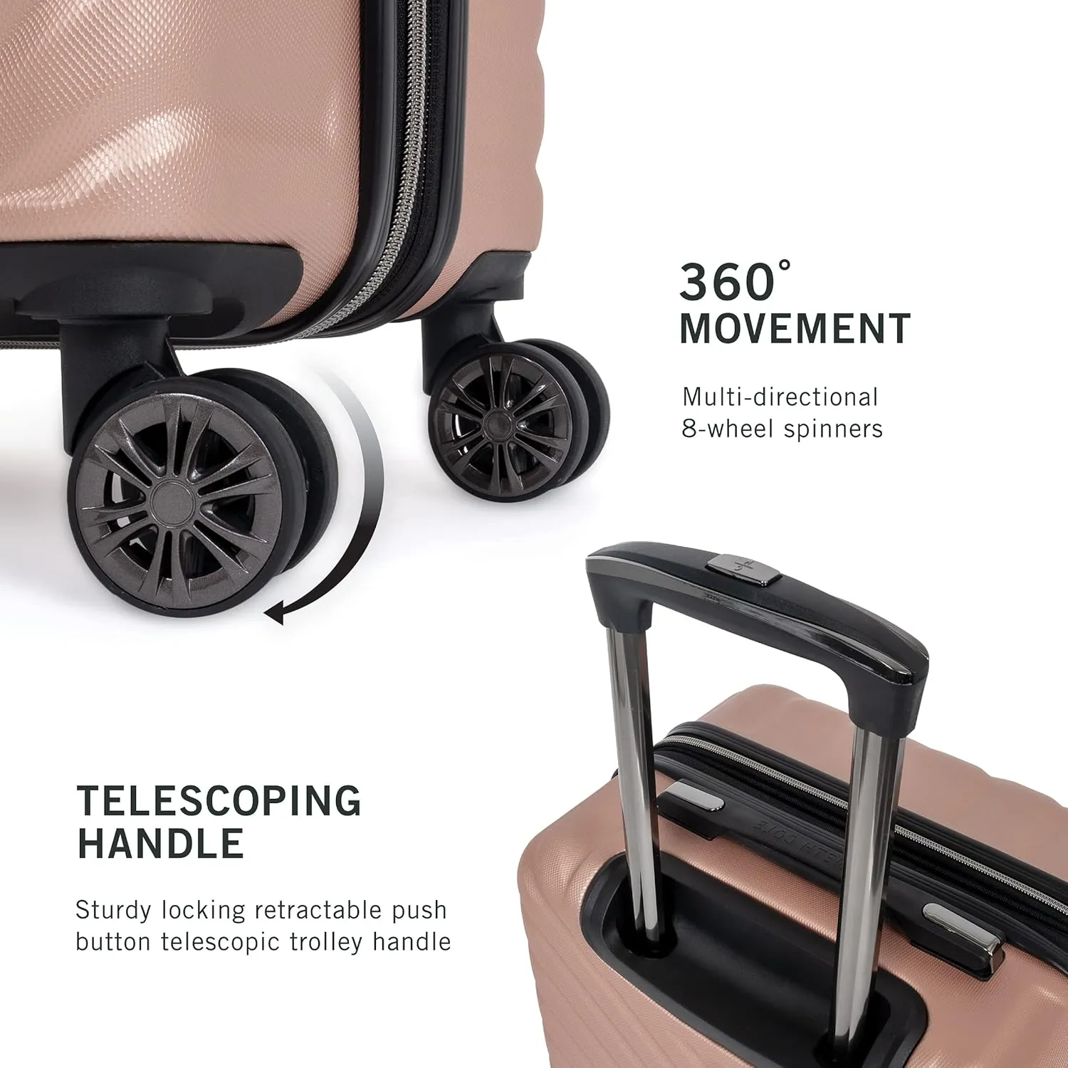 Kenneth Cole REACTION Madison Square Lightweight Hardside Chevron Expandable Spinner Luggage, Rose Gold, 28-Inch Checked