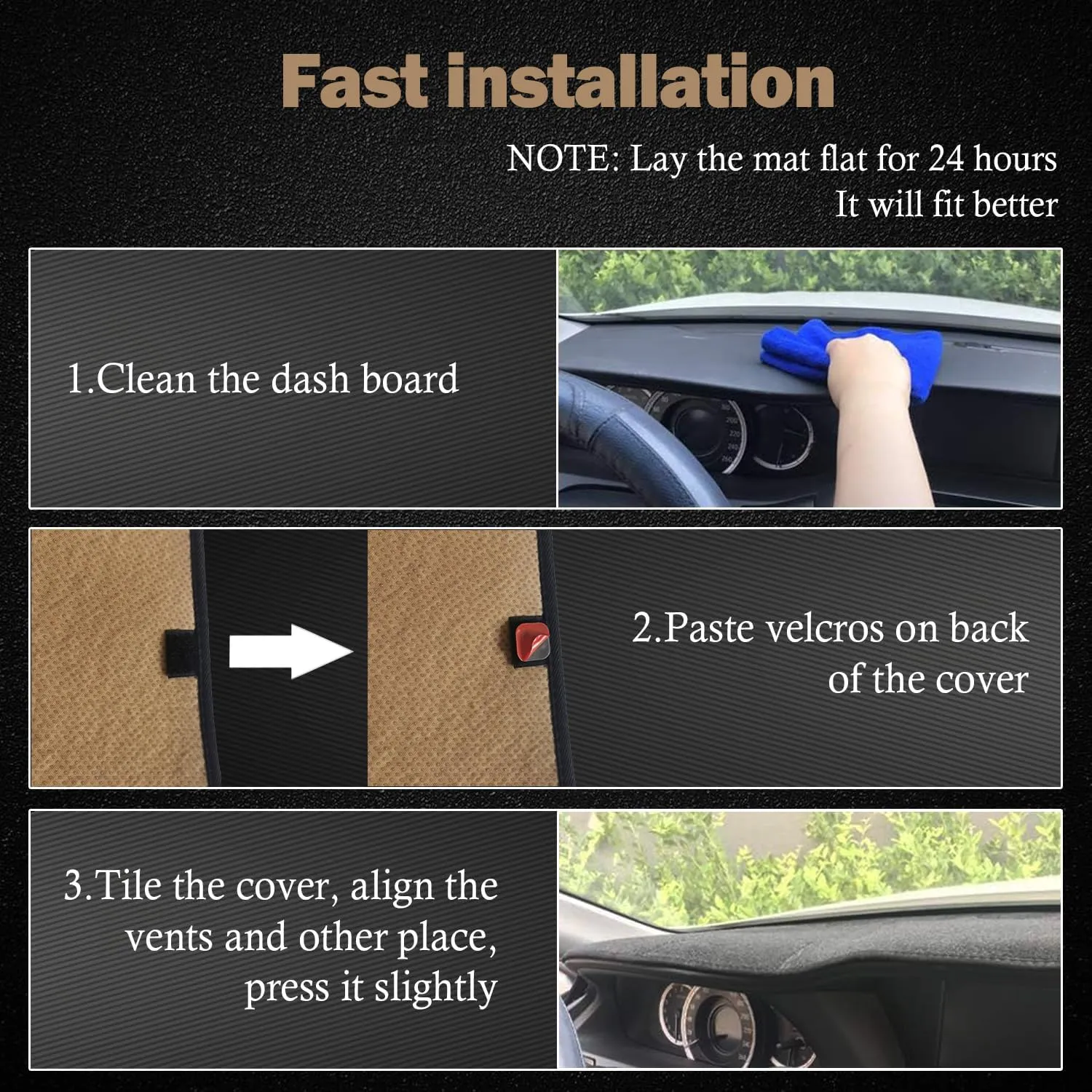 KEYOOG Dashboard Cover Dash Mat Fit for 2015-2010 Hy-undai Tucson,2015 IX35 (for Left Hand Drive),Car Dash Board Mat Anti-Glare Carpet,Non-Slip Pad Sunshield Protector (Grey)