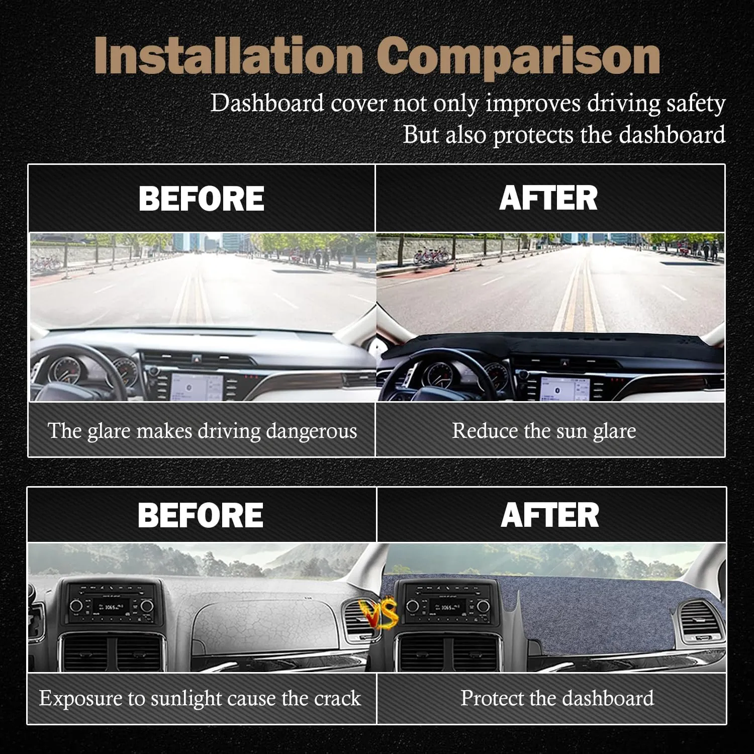 KEYOOG Dashboard Cover Dash Mat Fit for 2015-2010 Hy-undai Tucson,2015 IX35 (for Left Hand Drive),Car Dash Board Mat Anti-Glare Carpet,Non-Slip Pad Sunshield Protector (Grey)