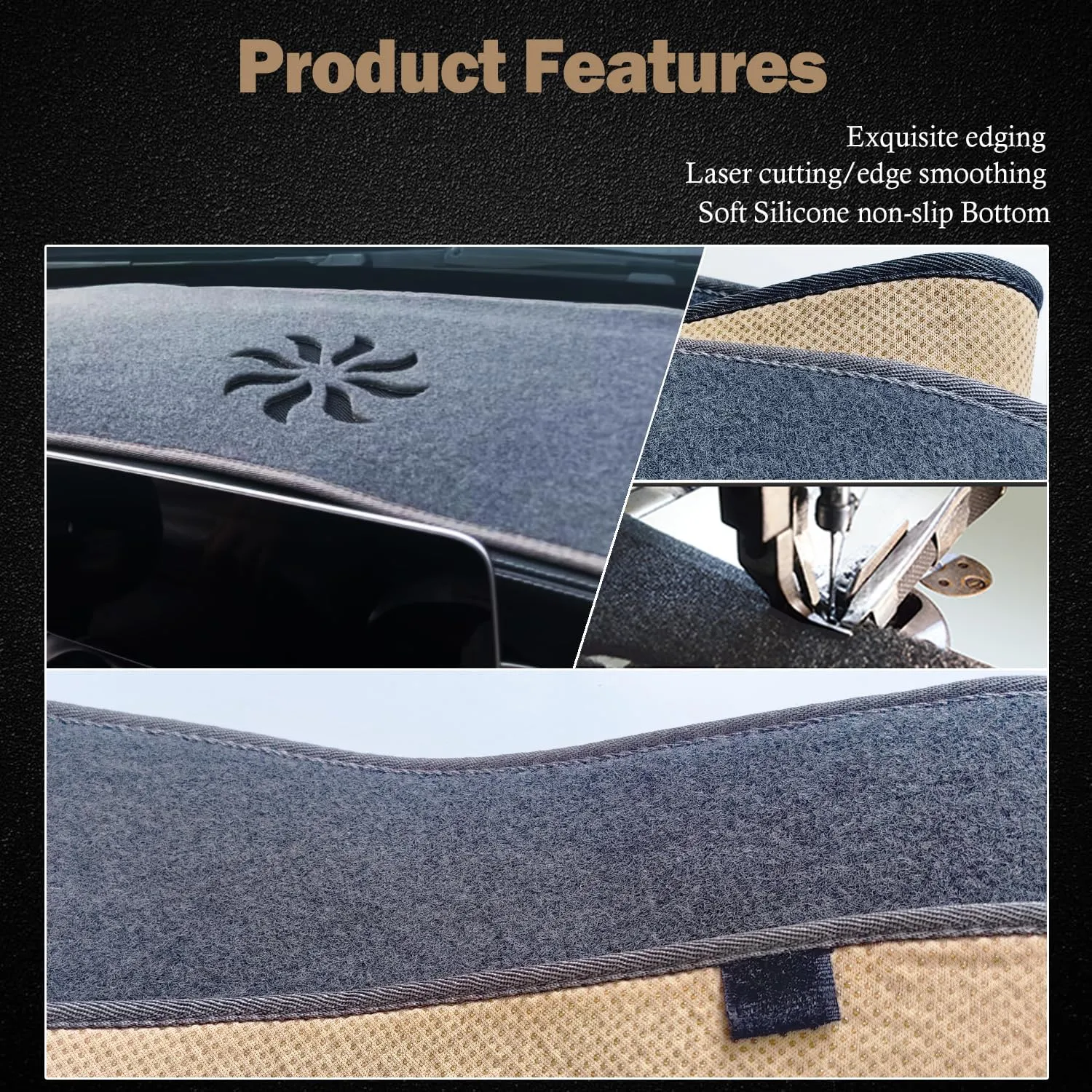 KEYOOG Dashboard Cover Dash Mat Fit for 2015-2010 Hy-undai Tucson,2015 IX35 (for Left Hand Drive),Car Dash Board Mat Anti-Glare Carpet,Non-Slip Pad Sunshield Protector (Grey)