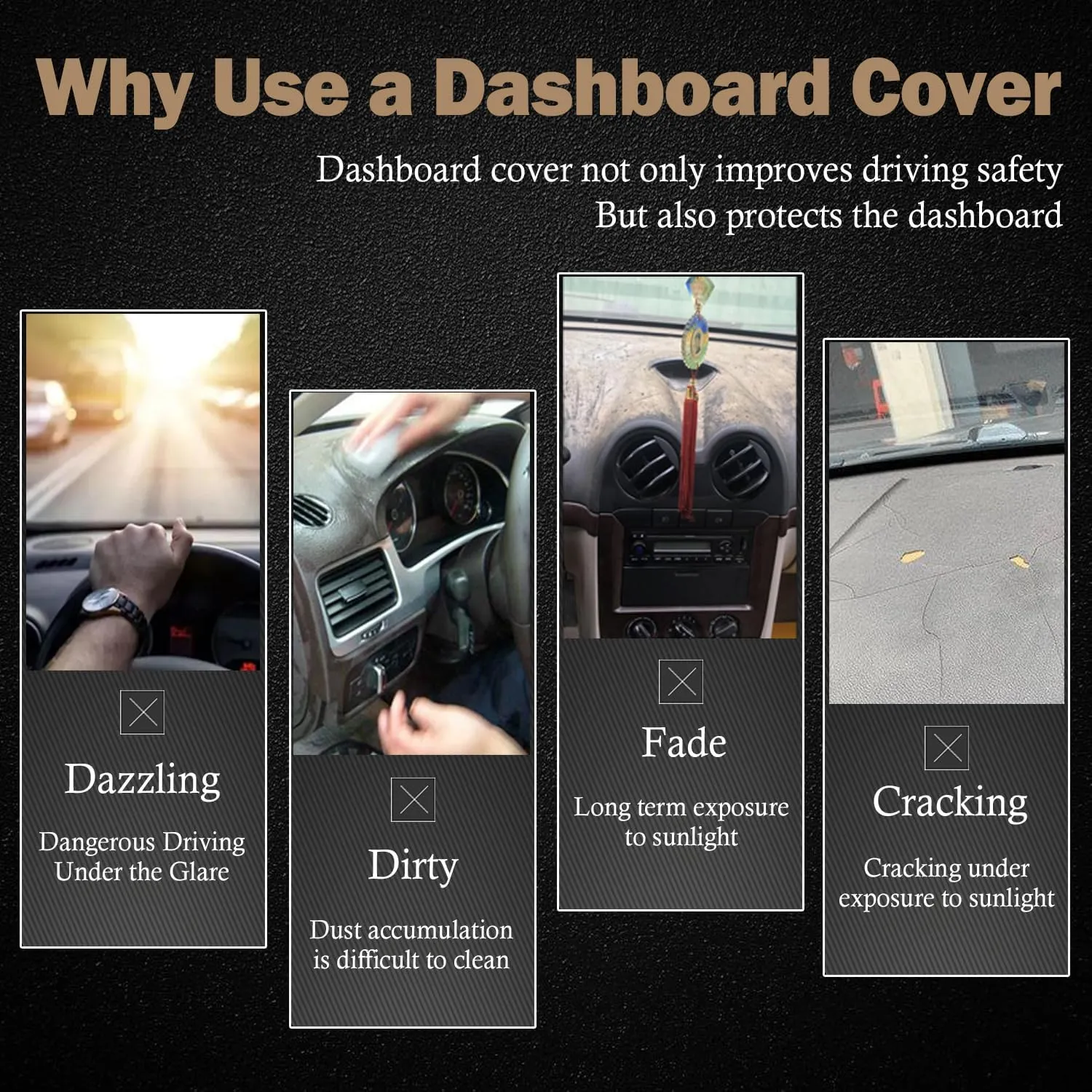 KEYOOG Dashboard Cover Dash Mat Fit for 2015-2010 Hy-undai Tucson,2015 IX35 (for Left Hand Drive),Car Dash Board Mat Anti-Glare Carpet,Non-Slip Pad Sunshield Protector (Grey)