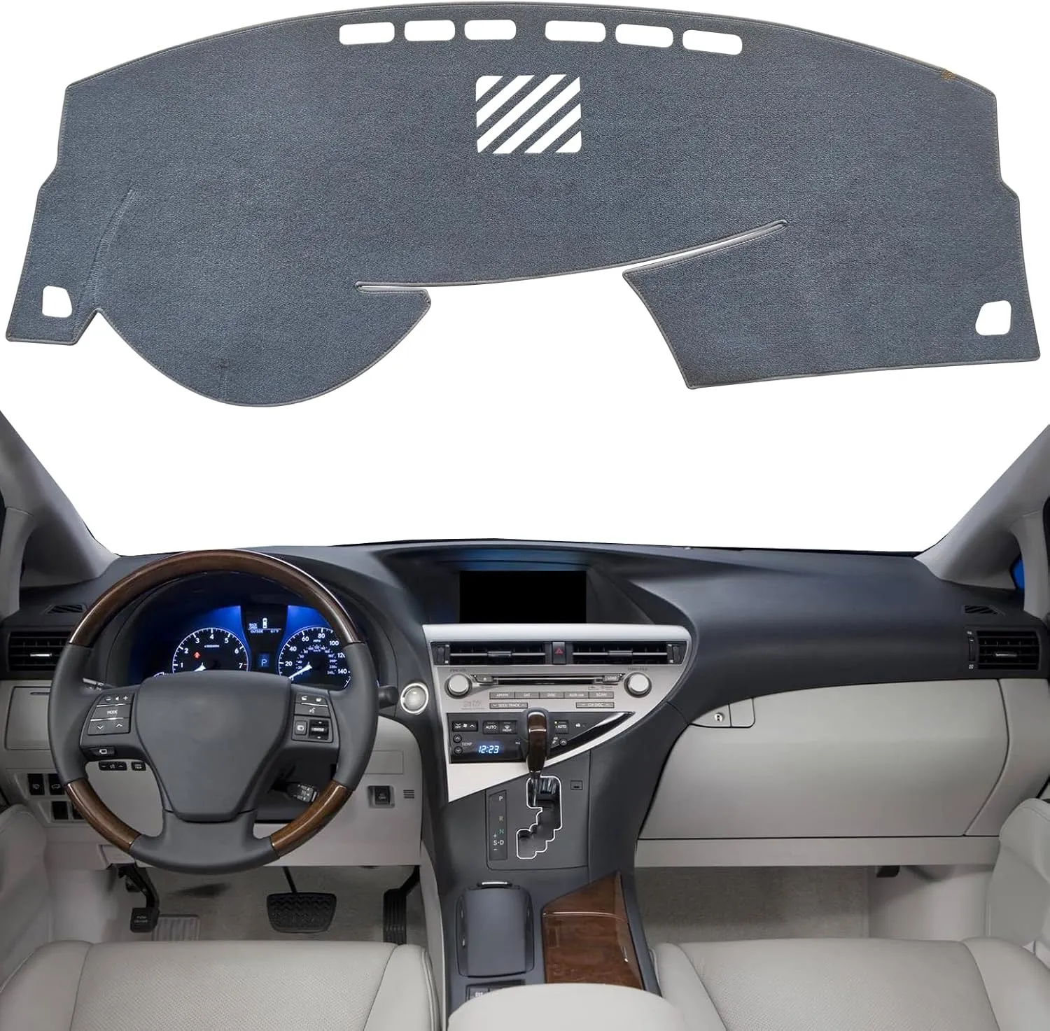KEYOOG Dashboard Cover Dash Mat Fit for 2015-2010 Le-xus RX, RX270 RX350 RX450h (for Left Hand Drive),Car Dash Board Mat Anti-Glare Carpet,Non-Slip Pad Sunshield Protector (Grey)