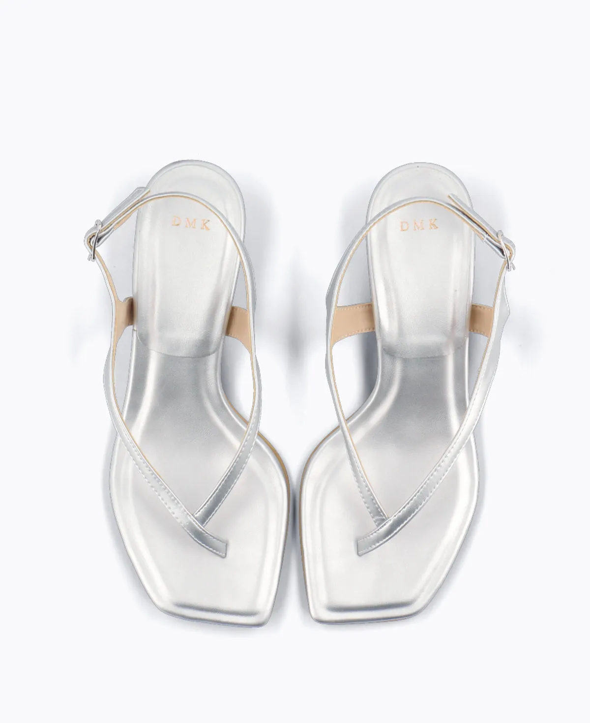 Kiara Thong Heel Sandals - Silver