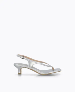 Kiara Thong Heel Sandals - Silver
