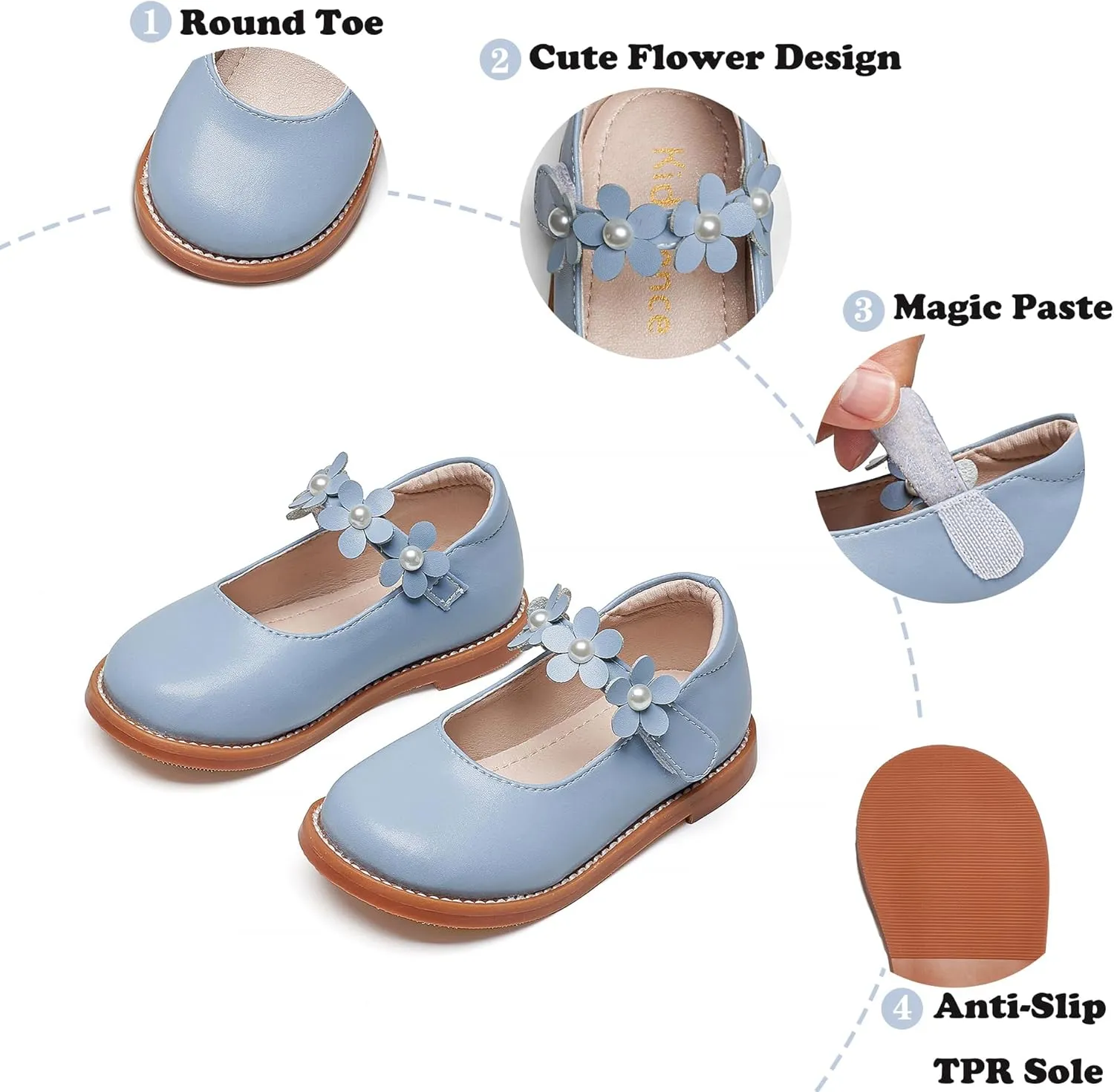 Kiderence Girls Flat Dress Shoes School Oxfords Marry Jane (Toddler/Little Kids)