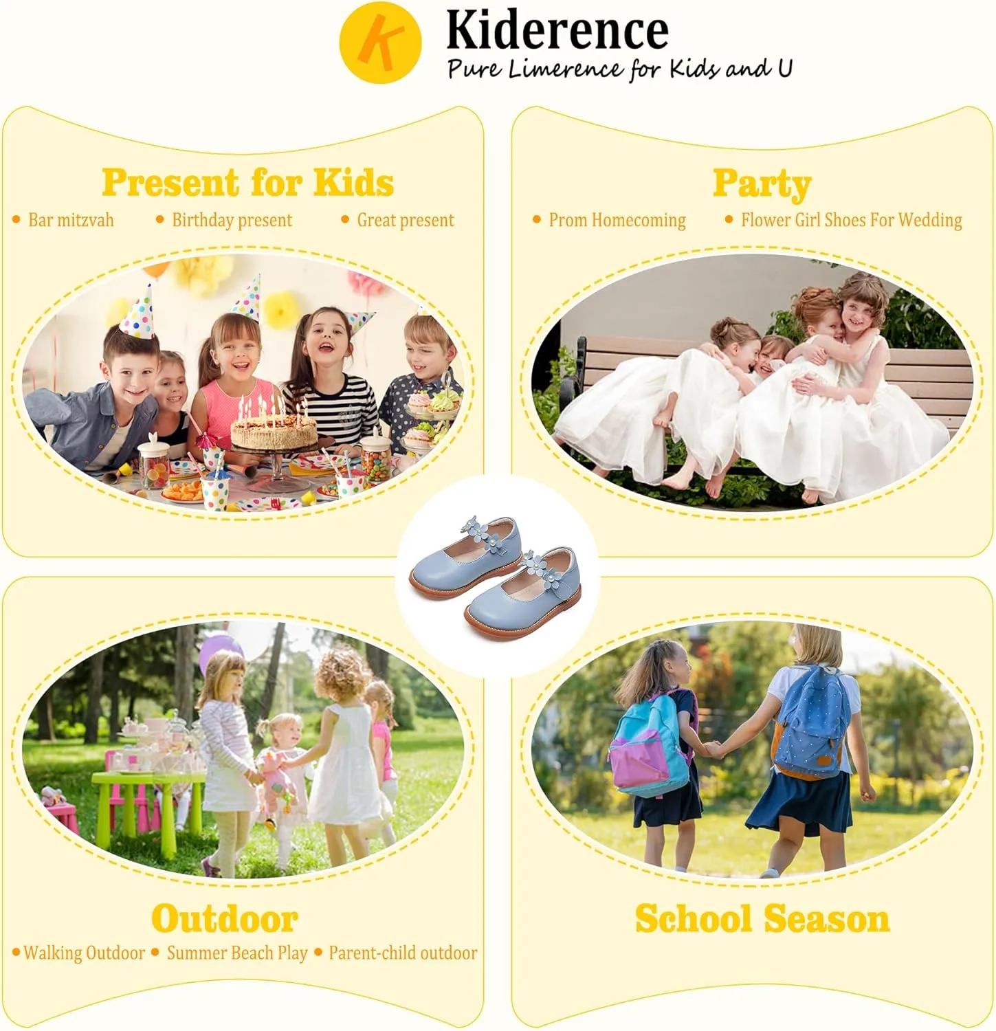 Kiderence Girls Flat Dress Shoes School Oxfords Marry Jane (Toddler/Little Kids)