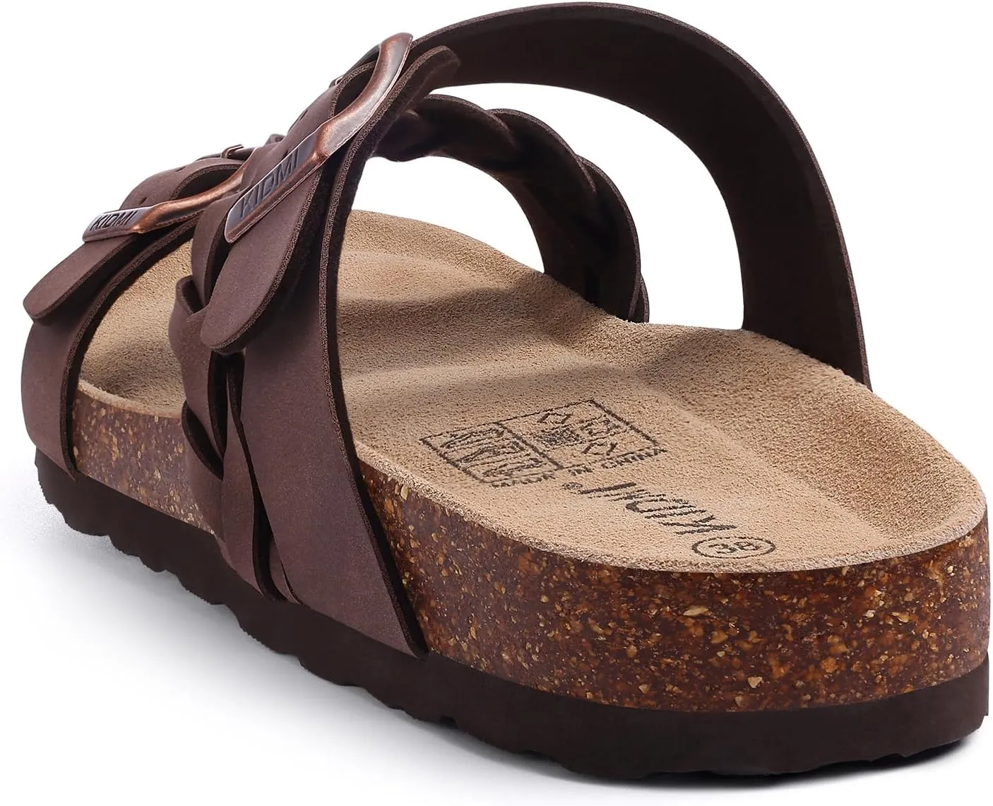 KIDMI Women's Cork Footbed Sandals with Arch Support Comfortable Slip-On Slide Sandals With Adjustable Buckle for Summer