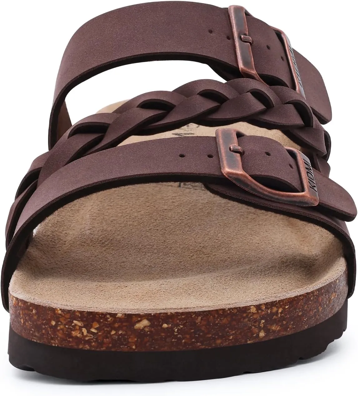 KIDMI Women's Cork Footbed Sandals with Arch Support Comfortable Slip-On Slide Sandals With Adjustable Buckle for Summer