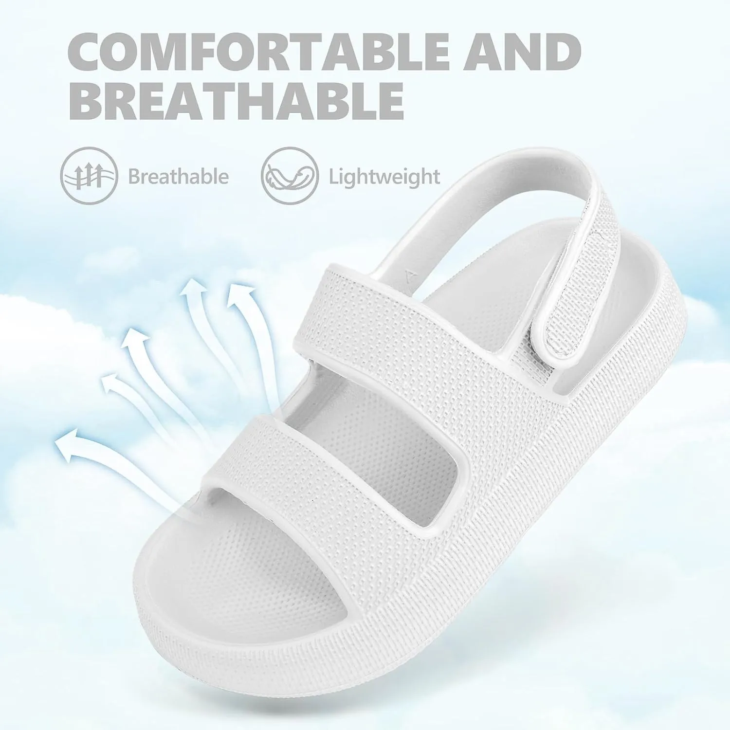 Kids Cloud Sandals Boys Girls Slip on Flat Slides Sandals EVA Summer Quick Drying Pillow Slipper With Hook Loop Back Strap