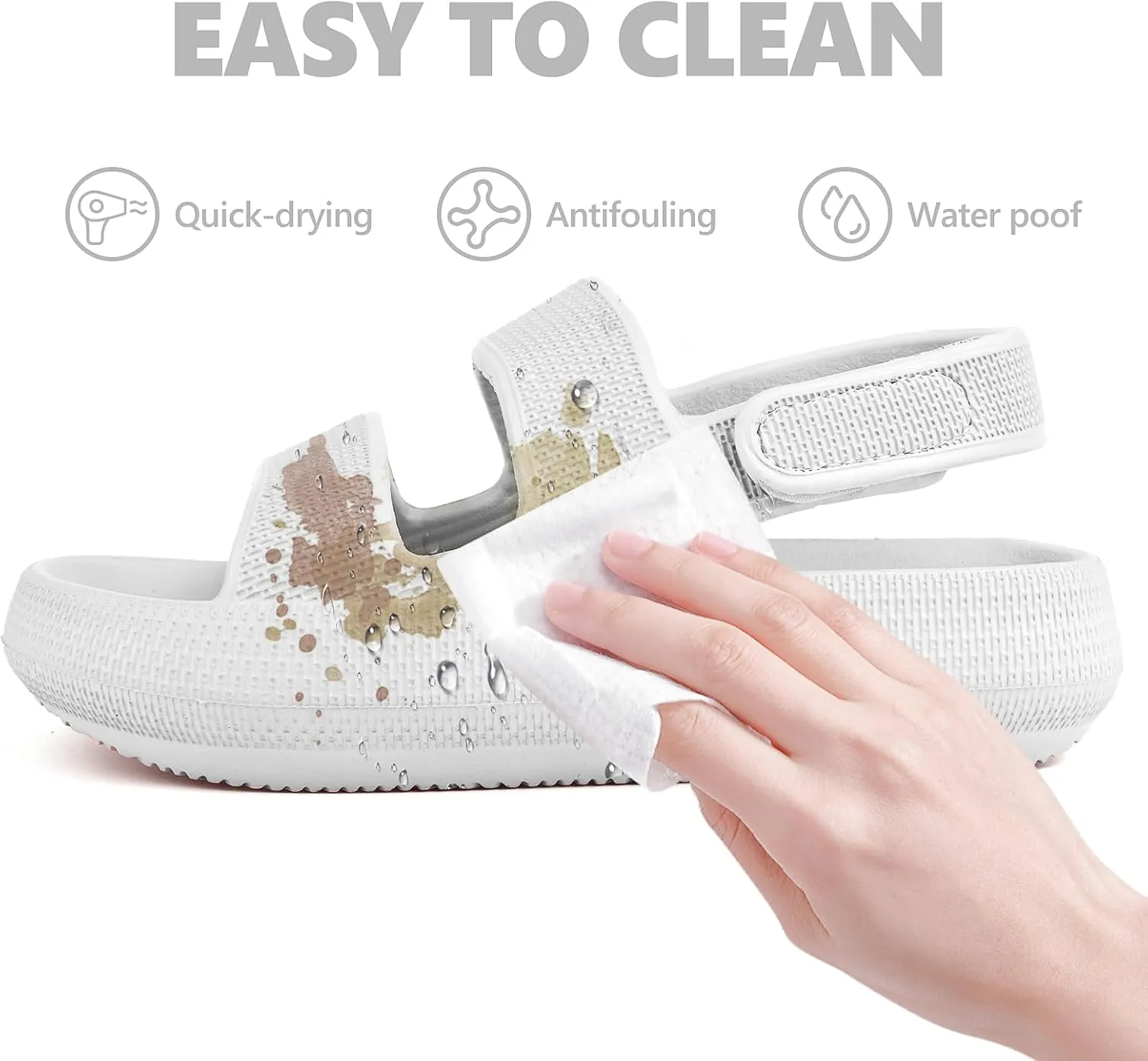 Kids Cloud Sandals Boys Girls Slip on Flat Slides Sandals EVA Summer Quick Drying Pillow Slipper With Hook Loop Back Strap