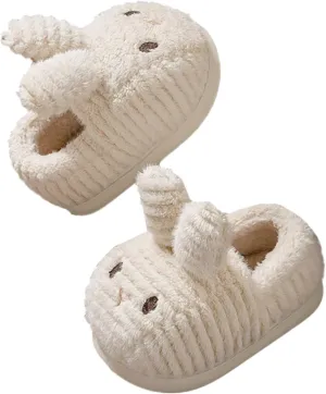 Kids Cotton Slippers Cute Cartoon Bunny Long Ears Anti Slip Baby Slippers Winter Footwear for Boys and Girls