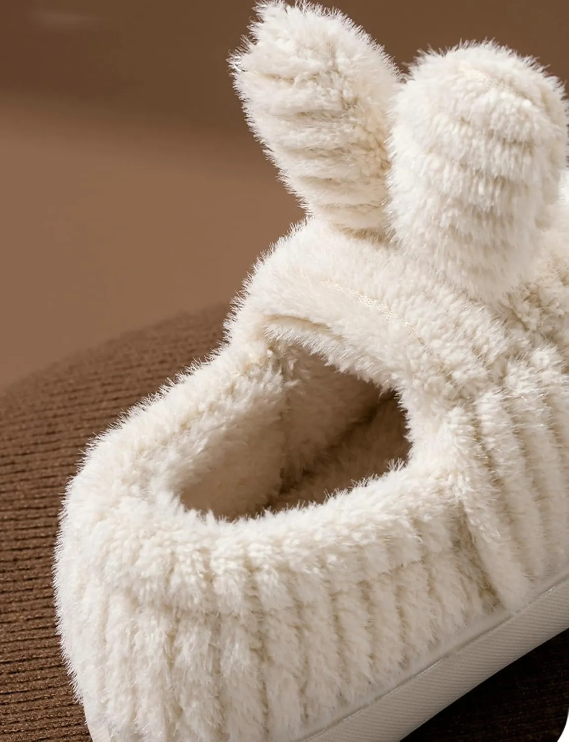 Kids Cotton Slippers Cute Cartoon Bunny Long Ears Anti Slip Baby Slippers Winter Footwear for Boys and Girls