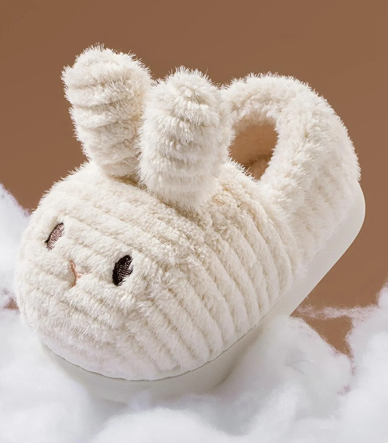 Kids Cotton Slippers Cute Cartoon Bunny Long Ears Anti Slip Baby Slippers Winter Footwear for Boys and Girls