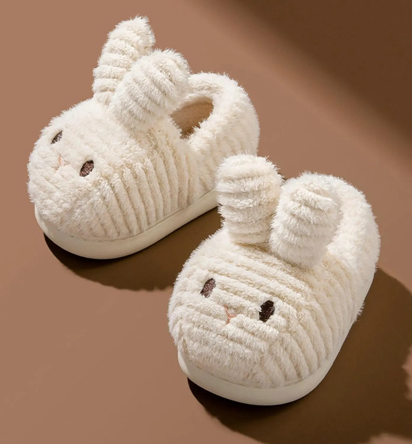 Kids Cotton Slippers Cute Cartoon Bunny Long Ears Anti Slip Baby Slippers Winter Footwear for Boys and Girls