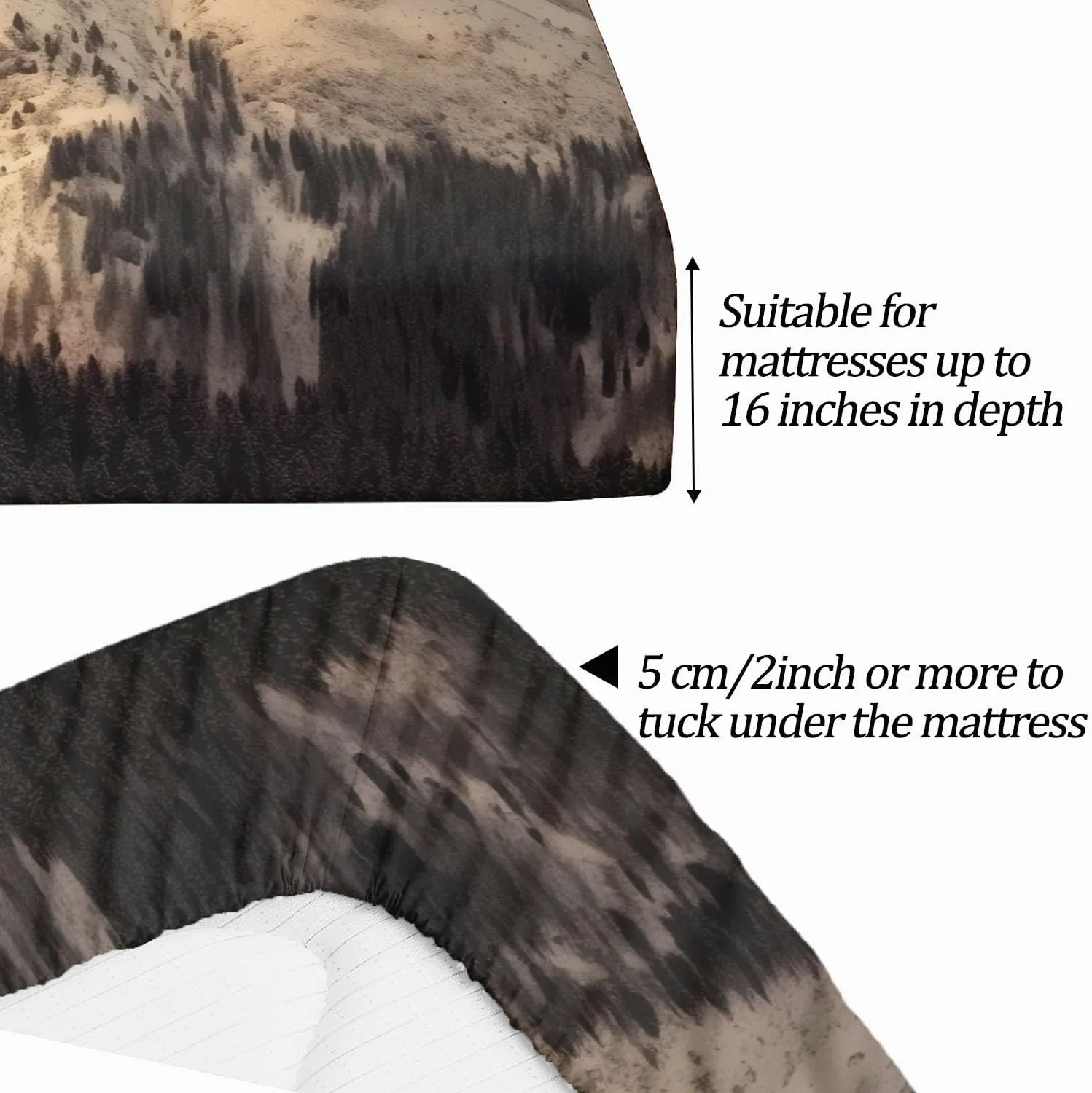 Kids Fitted Sheet Twin XL Size, Photography Mountain Top Bedding Set for Teens Adults, Luxury Fitted Sheet Set 3pcs (Deep Pocket Fitted Sheet   Flat Sheet   1 Pillowcases)