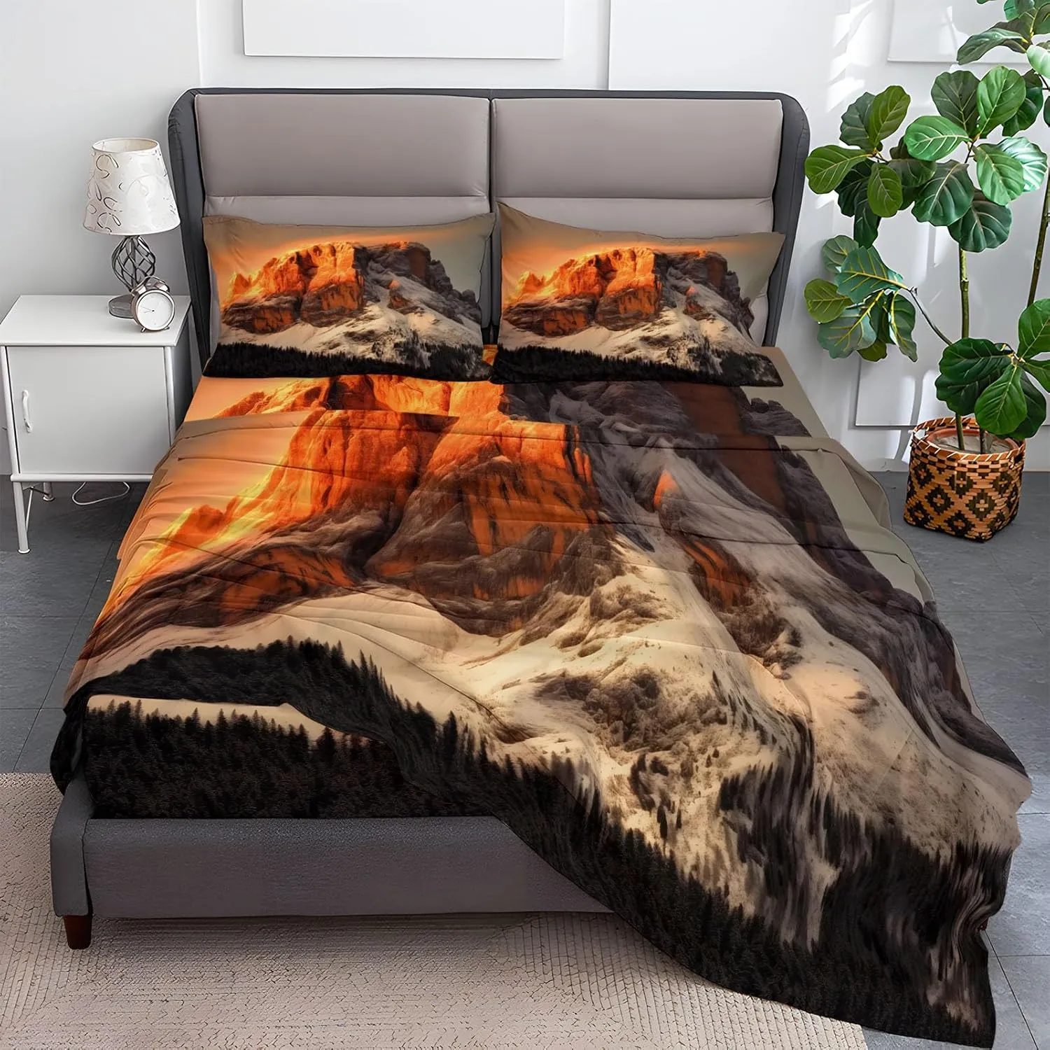 Kids Fitted Sheet Twin XL Size, Photography Mountain Top Bedding Set for Teens Adults, Luxury Fitted Sheet Set 3pcs (Deep Pocket Fitted Sheet   Flat Sheet   1 Pillowcases)
