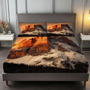 Kids Fitted Sheet Twin XL Size, Photography Mountain Top Bedding Set for Teens Adults, Luxury Fitted Sheet Set 3pcs (Deep Pocket Fitted Sheet   Flat Sheet   1 Pillowcases)