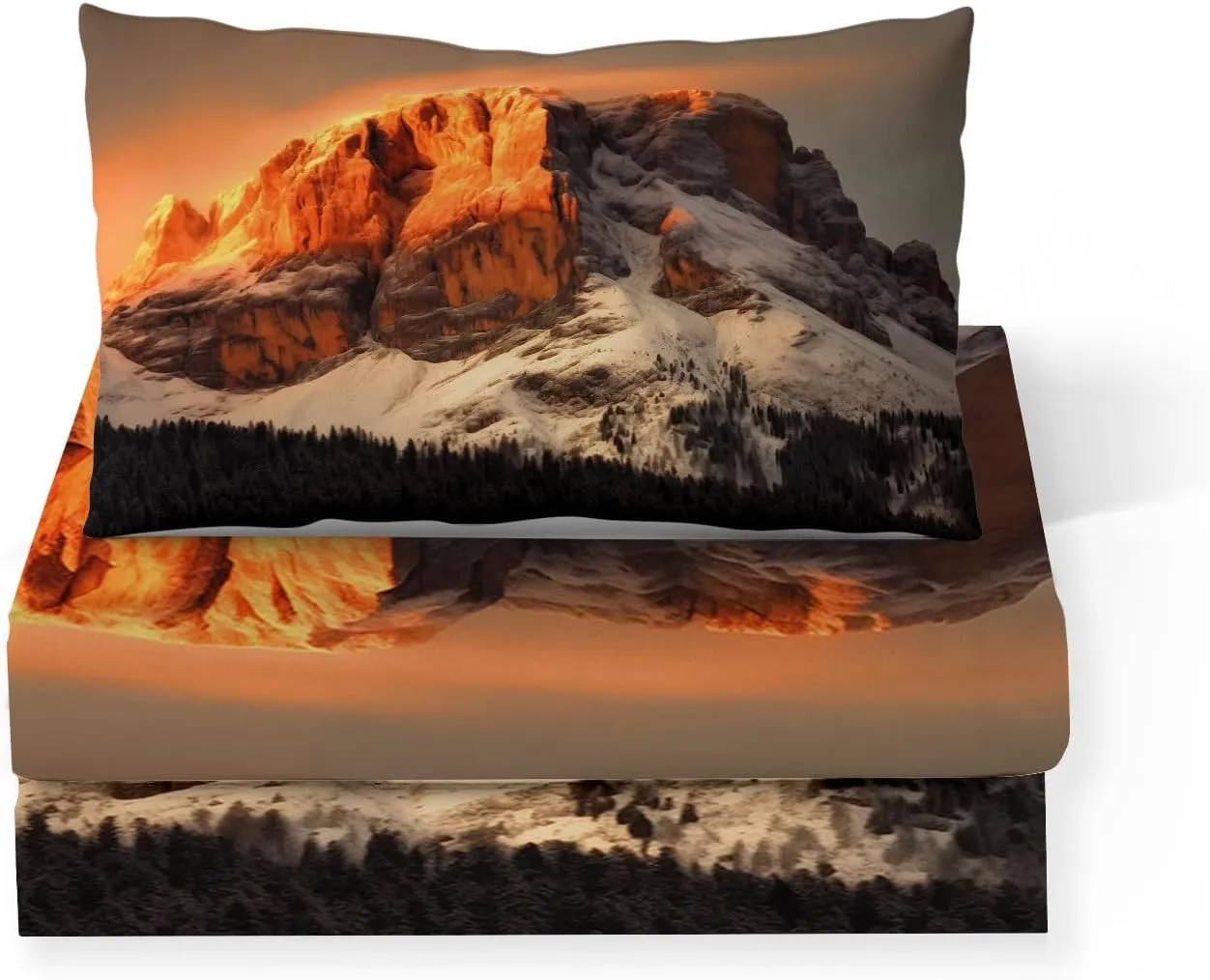 Kids Fitted Sheet Twin XL Size, Photography Mountain Top Bedding Set for Teens Adults, Luxury Fitted Sheet Set 3pcs (Deep Pocket Fitted Sheet   Flat Sheet   1 Pillowcases)