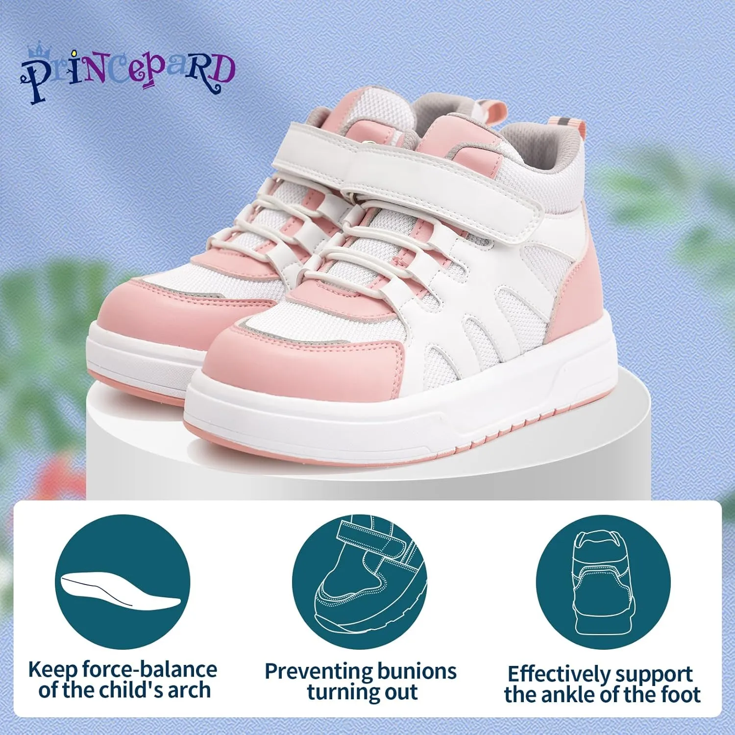 Kids Orthopedic Shoes with Ankle and Arch Support,Mesh Breathable Thick Sole Sneakers