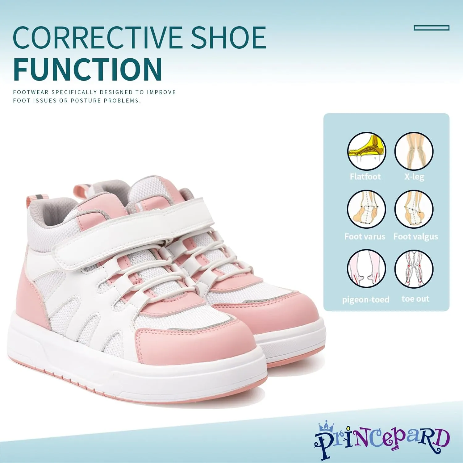 Kids Orthopedic Shoes with Ankle and Arch Support,Mesh Breathable Thick Sole Sneakers