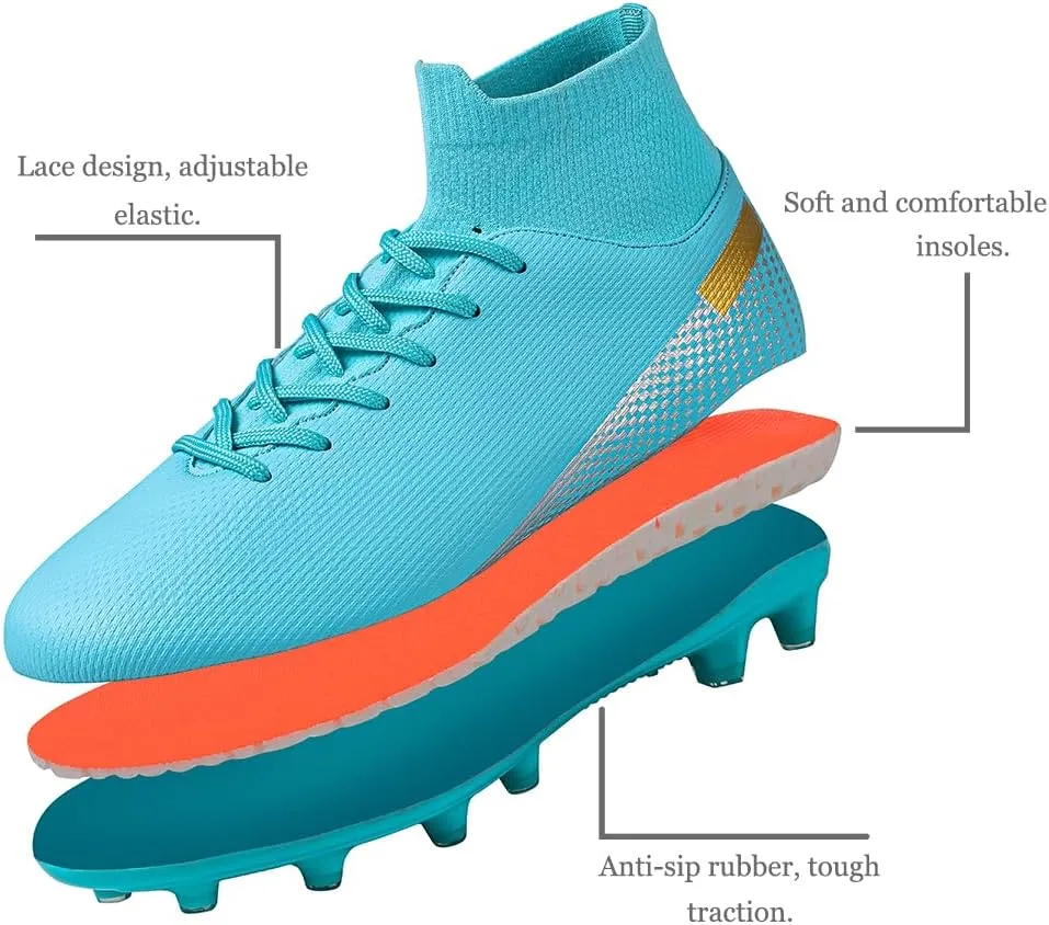 Kids Soccer Cleats Boys Girls Football Shoes Athletic Anti-Slip Outdoor/Indoor Sports Shoes