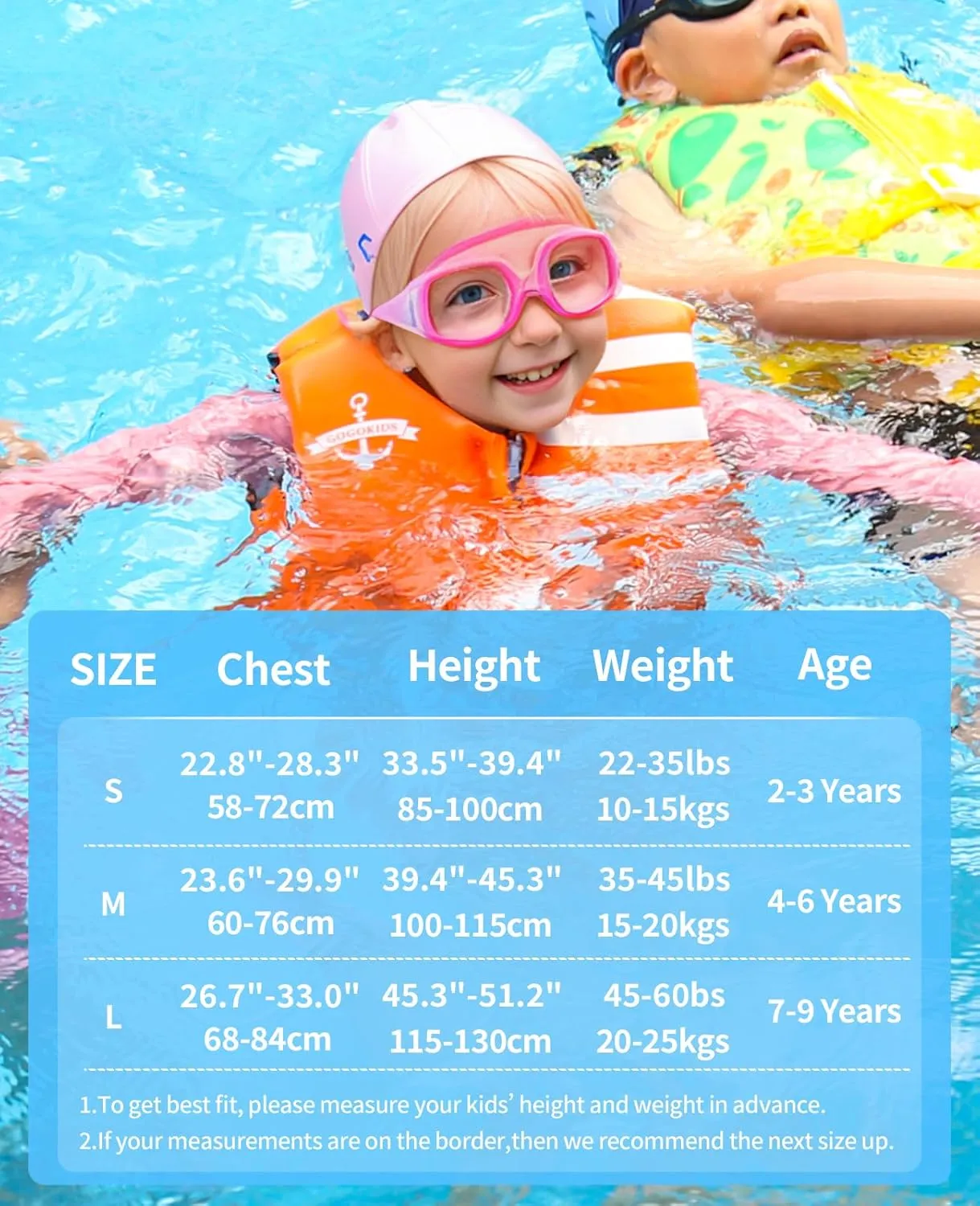 Kids Swim Vest, Toddler Float Jacket for Boys & Girls, Buoyancy Floaties with Adjustable Safety Straps, Trainer Vest for Pool & Water Sports, 22-60 lbs/2-9 Years