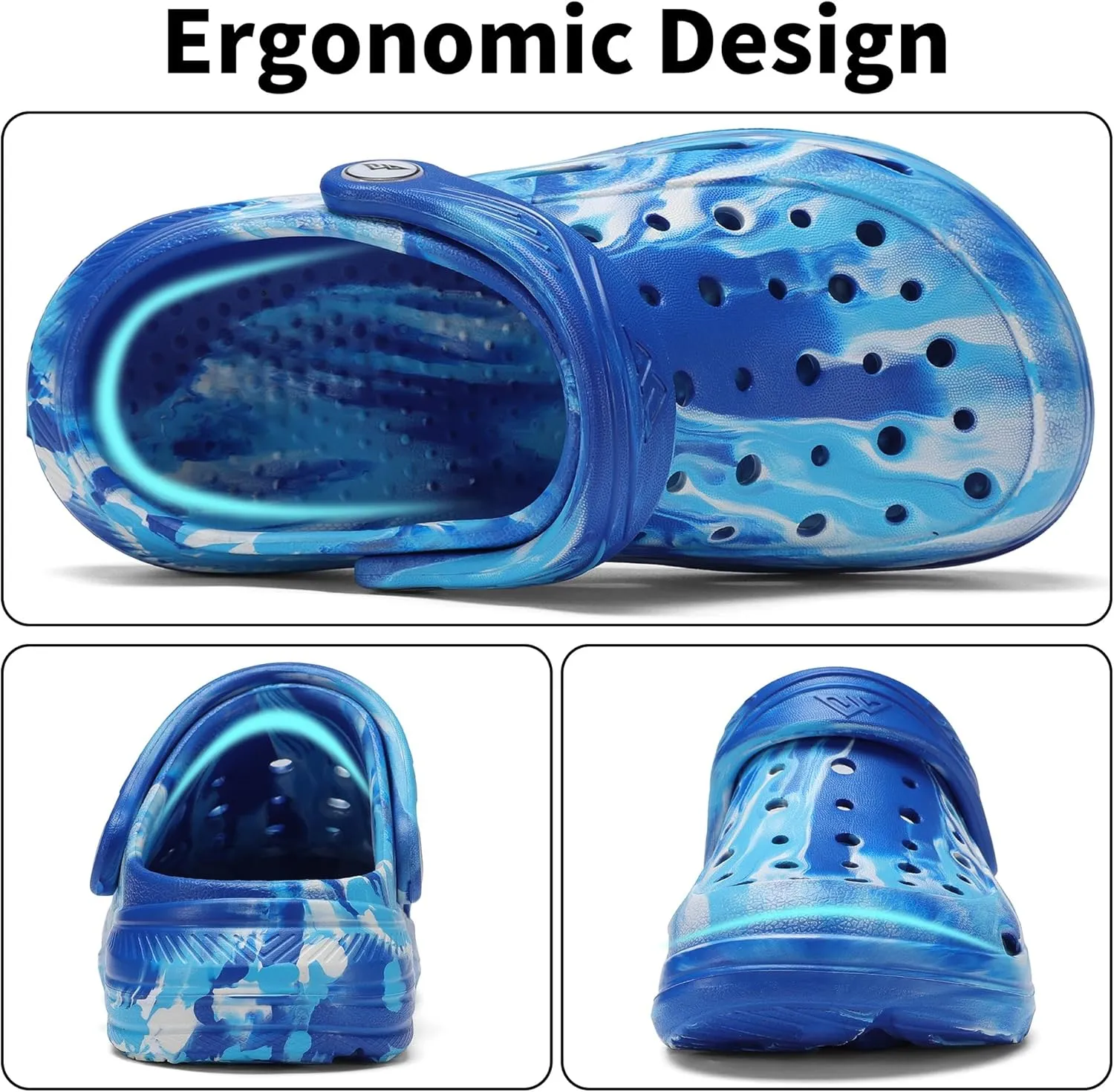 Kids Tie Dye Garden Clogs for Boys Girls | Lightweight Slip-On Water Shoes with Arch Support