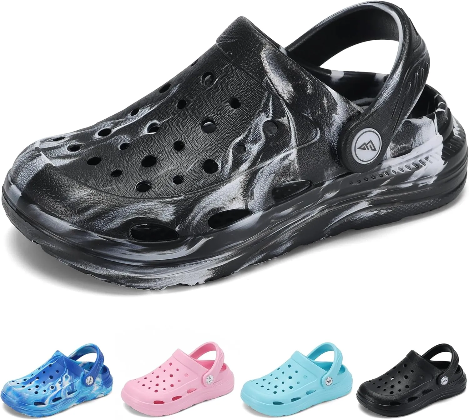 Kids Tie Dye Garden Clogs for Boys Girls | Lightweight Slip-On Water Shoes with Arch Support