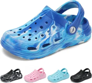 Kids Tie Dye Garden Clogs for Boys Girls | Lightweight Slip-On Water Shoes with Arch Support
