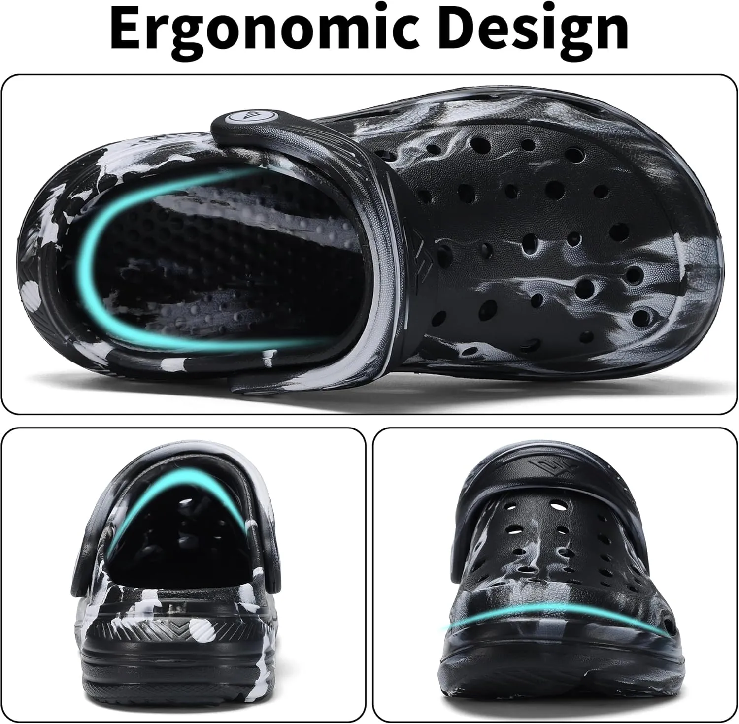 Kids Tie Dye Garden Clogs for Boys Girls | Lightweight Slip-On Water Shoes with Arch Support