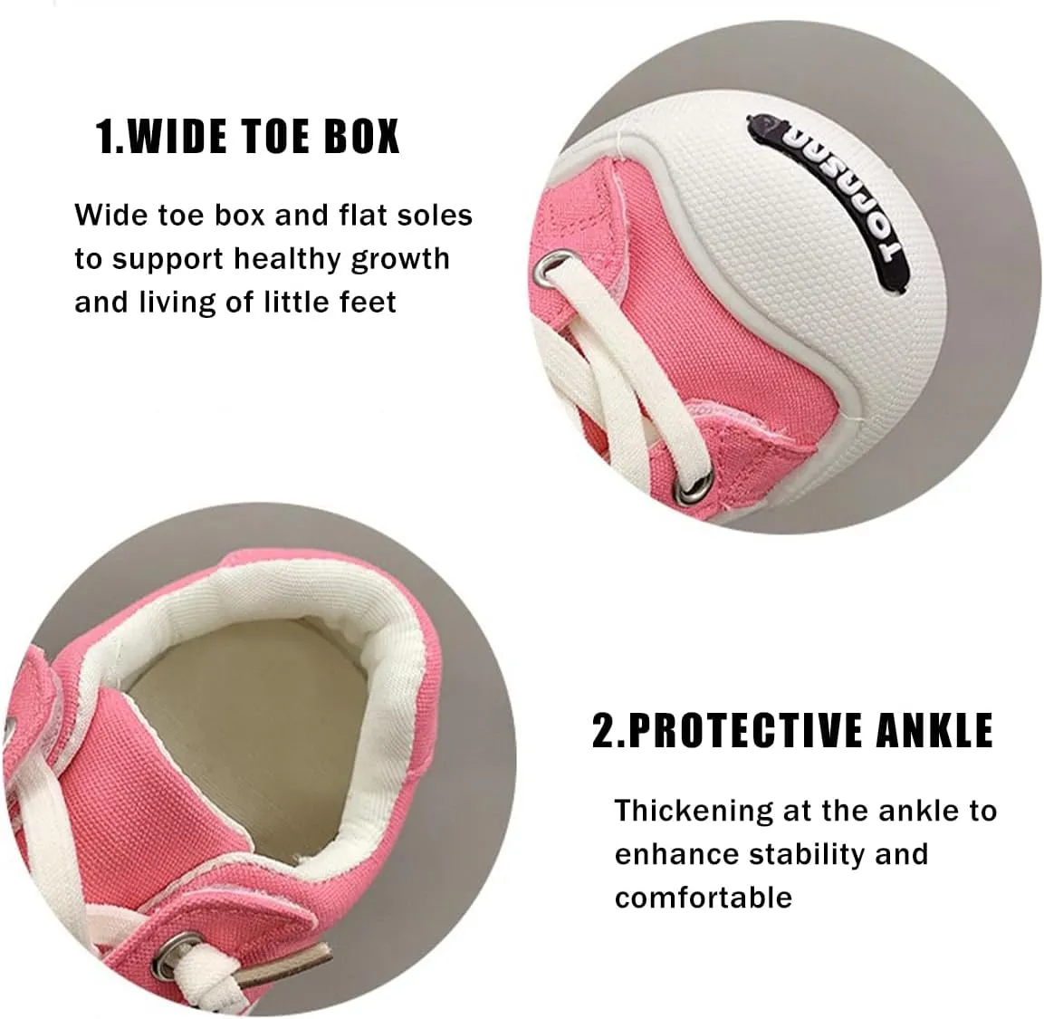 Kids Wide Toe Box Canvas Shoes Low Top Classic Canvas Sneakers Toddler Lace-up Fashion Casual Shoes for Boys and Girls